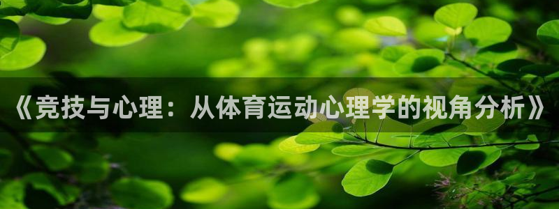 vsport体育：《竞技与心理：从体育运动心理学的视角分析》